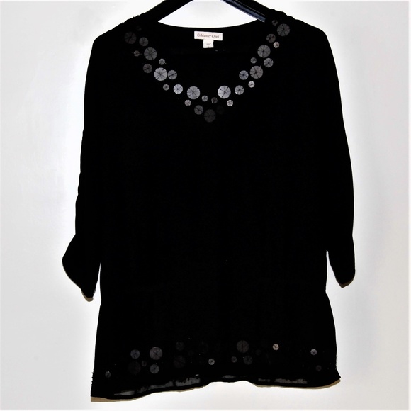 Coldwater Creek Tops - Coldwater Creek Black Embellished Top